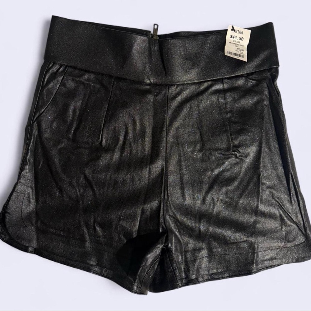 AKIRA Black Shimmer Leather Shorts Women's Size Medium NWT